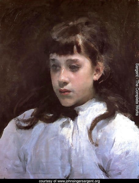 Young Girl Wearing a White Muslin Blouse