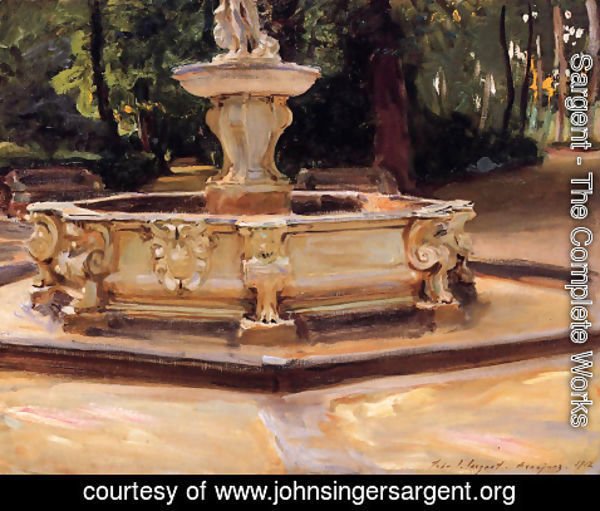 Sargent - A Marble fountain at Aranjuez, Spain