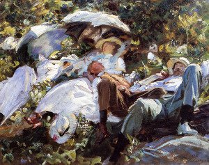 Group with Parasols (or A Siesta)