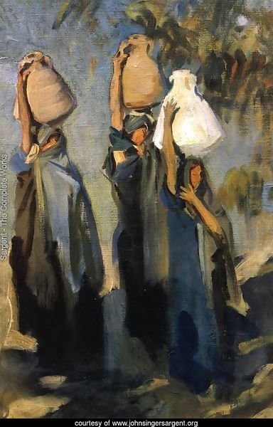 Bedouin Women Carrying Water Jars