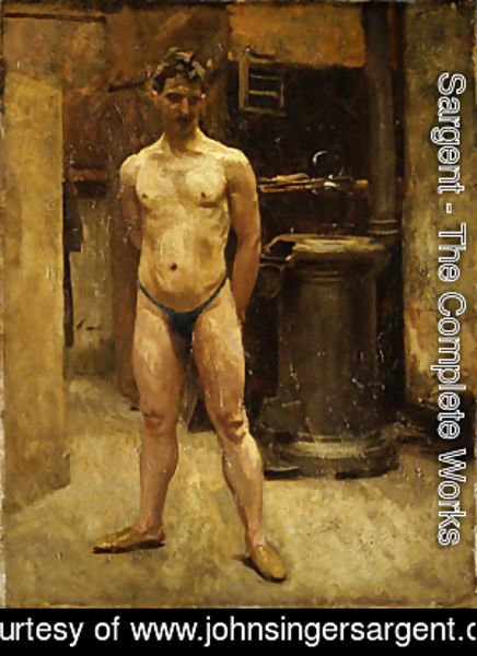 A Male Model Standing before a Stove