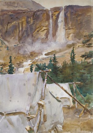 Sargent - Camp and Waterfall 1916