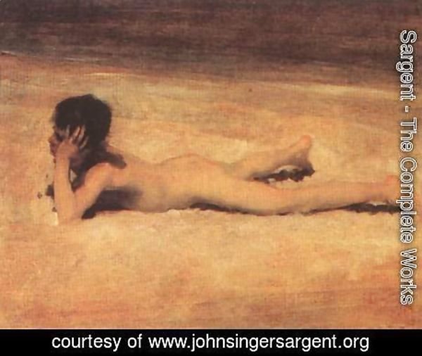 Naked boy on the beach