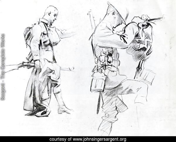 Two studies for soldiers of Gassed