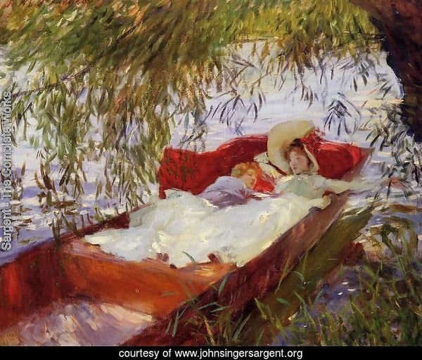 Two Women Asleep In A Punt Under The Willows